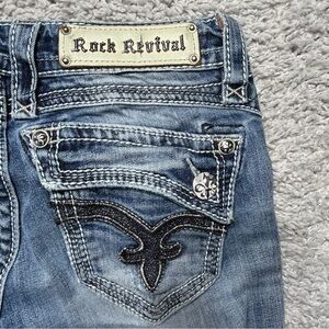 Rock Revival Jeans Womens 26 Johanna Boot Cut Stretch Low Rise Flap Pockets